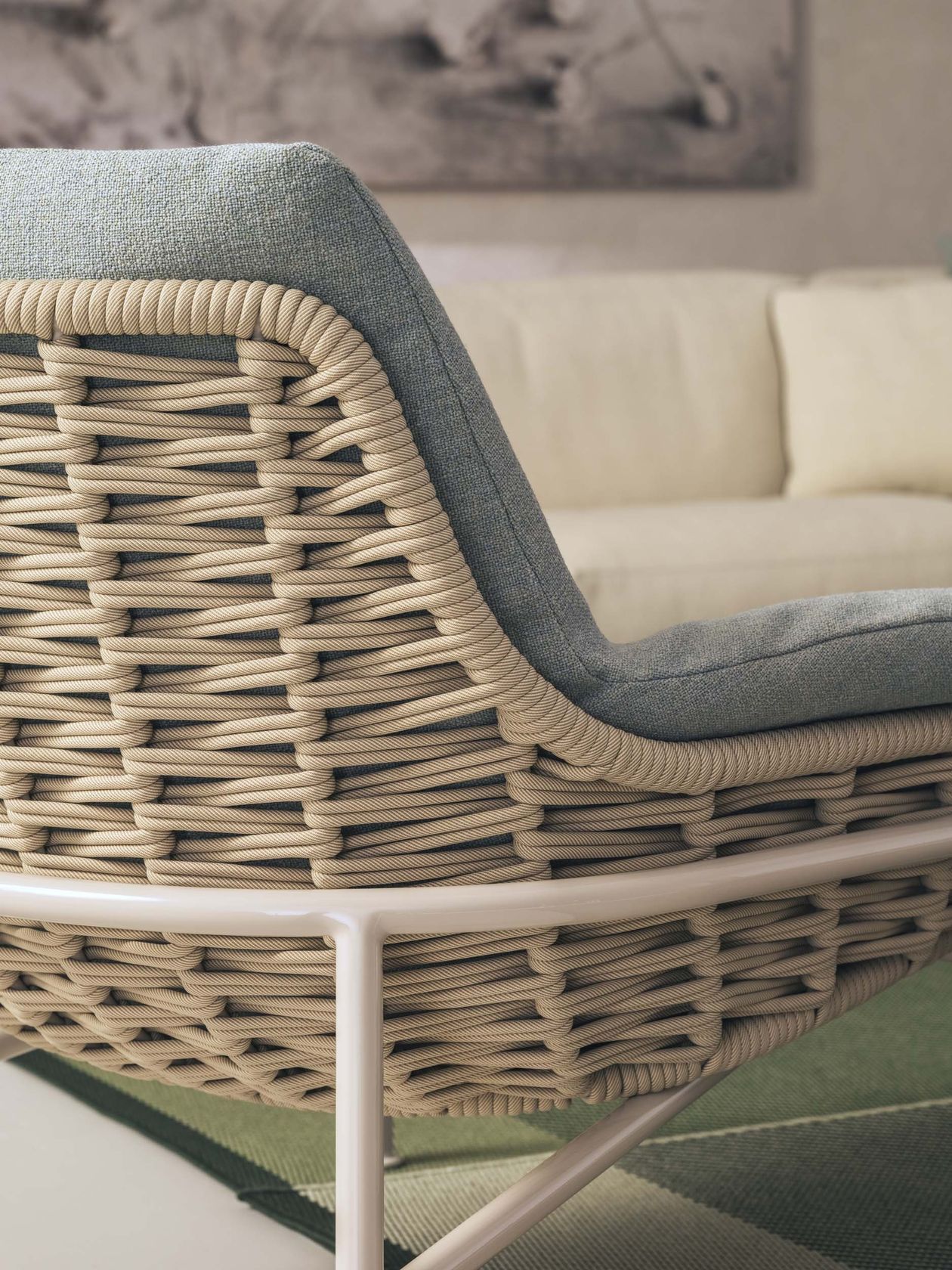 Kettal Bitta outdoor seating by Rodolfo Dordoni, braided polyester rope on aluminium frame